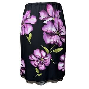 George Floral‎ Black Skirt Women’s Medium Purple Romantic Gardencore Careerwear